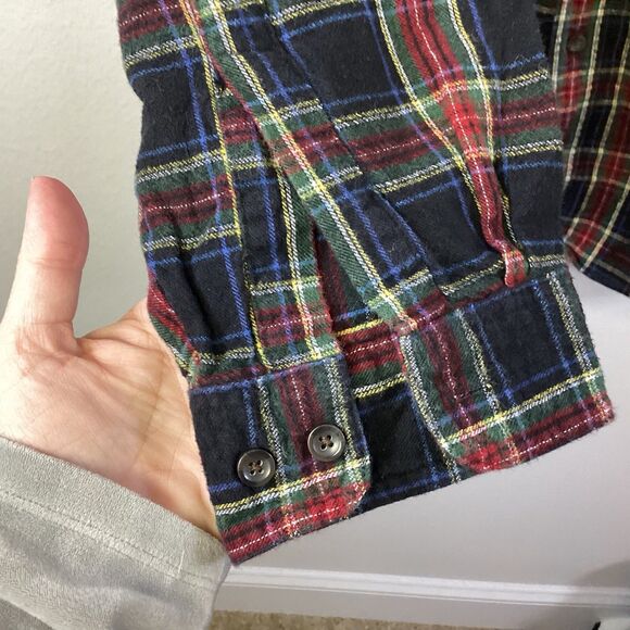 LL Bean Shirt 2XL Tall Windowpane Plaid Black Red Flannel Button Down Outdoor - Picture 7 of 7